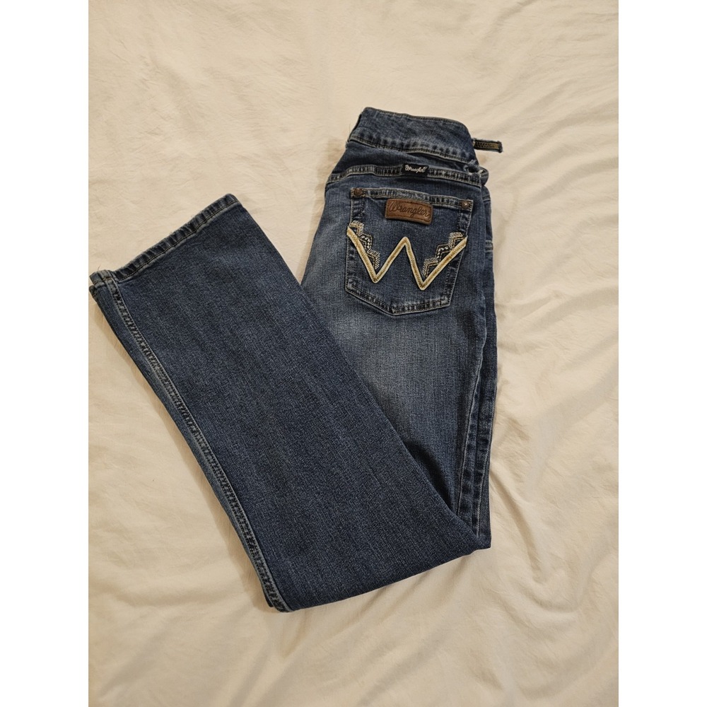 Wrangler Boot Cut Jeans Womens 11x30 Blue Denim Mid Rise Stretch - Picture 1 of 13